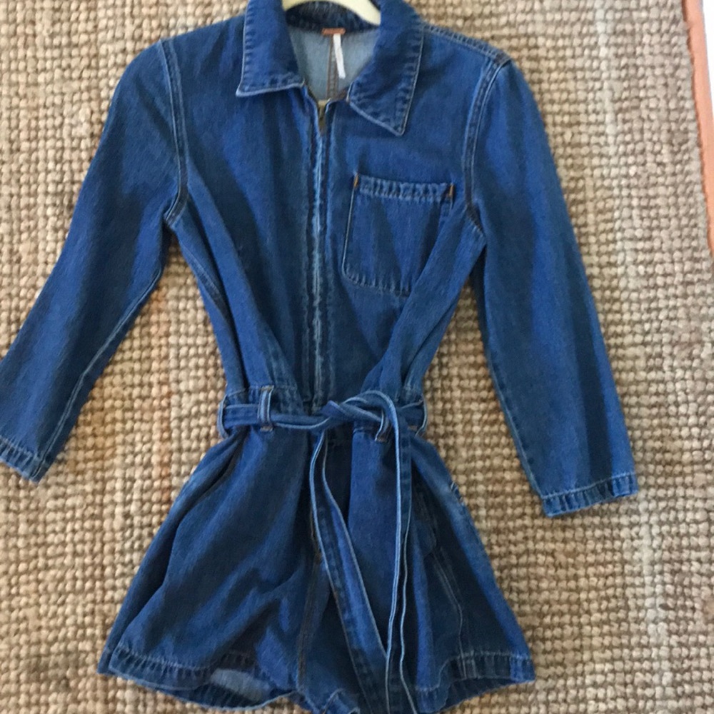 Freepeople: Denim Zipup Short Jumpsuit